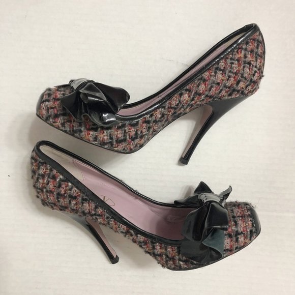 RED Valentino patent bow & tweed heels - Picture 6 of 12